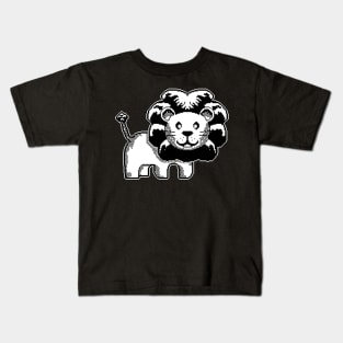 white and black cute lion Kids T-Shirt